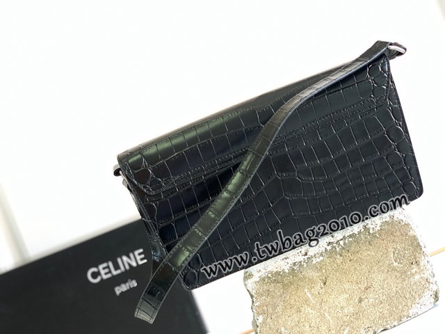 Celine專櫃2023新款TRAPEZE TRIOMPHE鱷魚紋牛皮革手袋 賽琳凱旋門腋下包 sldj2344